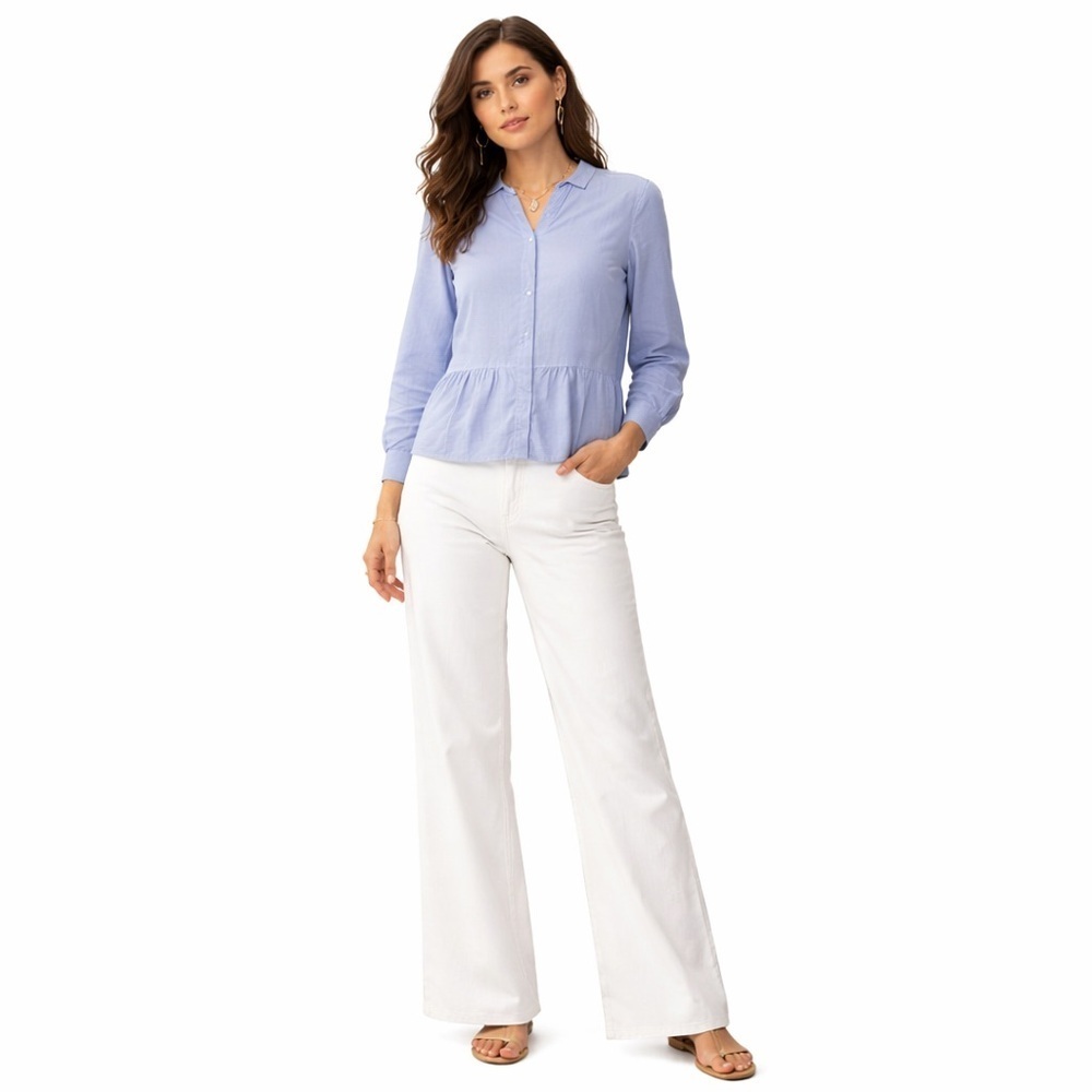 Madewell Peplum Light Blue Button-Up Blouse NWOT Size XXS